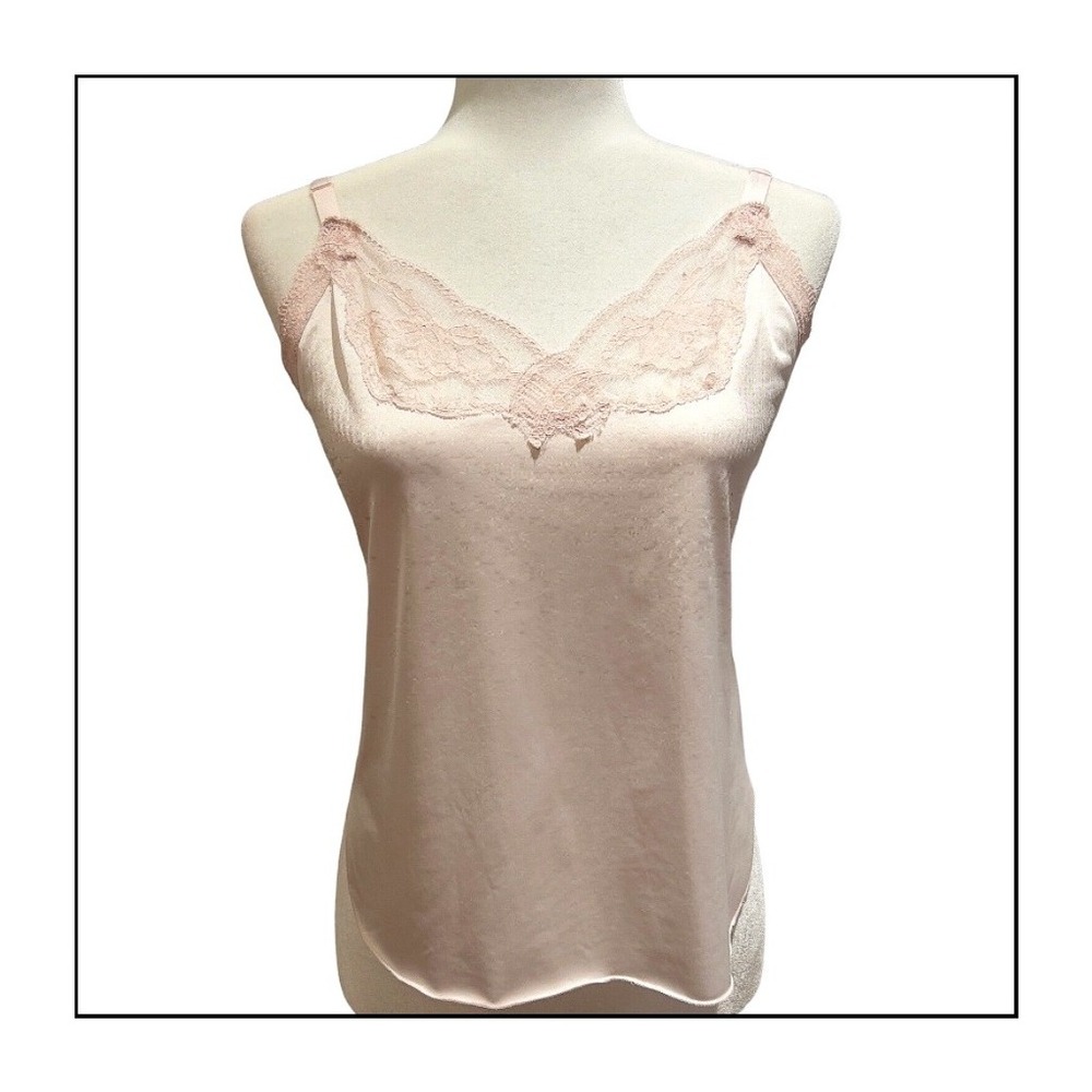 Vintage Shadowline Pink Lace Cami‎ Top Women 34 Fairycore Coquette Y2K Lingerie
